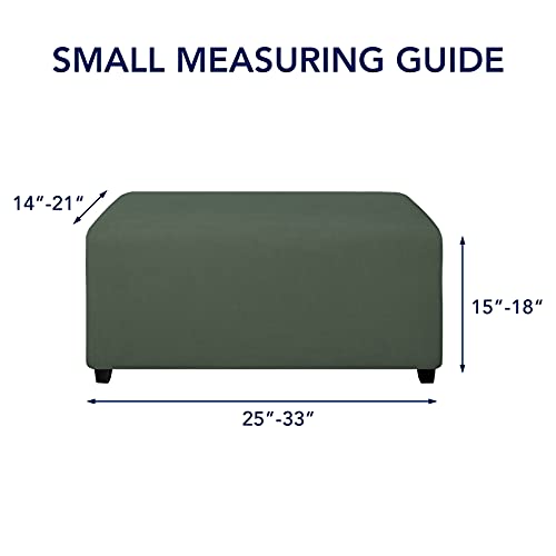 Image of PureFit Stretch Rectangle Ottoman Cover Footstool Cover, Grayish Green