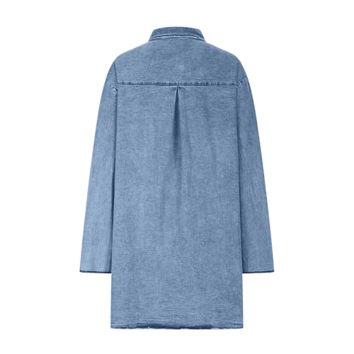 Womens Long Denim Jackets Plus Size Trench Coat Open Front Cardigan Button Down Long Sleeve Classic Jeans Jackets4