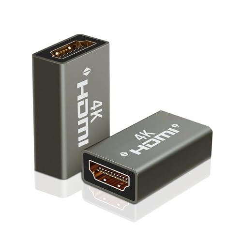 Acoplador HDMI chapado en oro, extensor HDMI 4K para televisores, Blu-Ray, monitor, proyector, consolas de juegos y cine en casa - UHD, 3D, HDR, HDCP, Ethernet