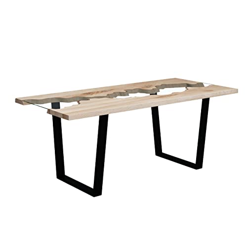 treesure Esstisch, hochwertiger Massivholz, Eichentisch, Küchentisch, Bürotisch, Schreibtisch, Speisetisch, echte Baumkante, mit Bio Öl, Baumkantentisch, Glas, Eiche, Tisch Cover