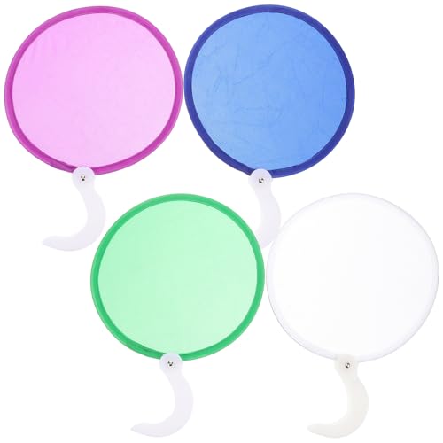 FUNNETOYU Abanicos Plegables Mini de Tela y Plástico para Manualidades Ventiladores de Mano para Pintar y Dibujar Set de 4 Colores Oscuro Morado Portátil y Fácil de Personalizar