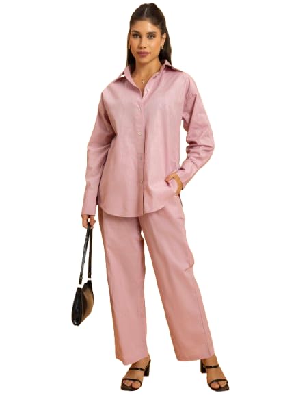 lounge dreams Beige Linen Blend Co-ord Set-picture-0