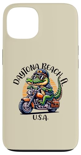Carcasa para iPhone 13 Daytona Beach Florida USA Divertido diseño de Dibujos Animados de cocodrilo