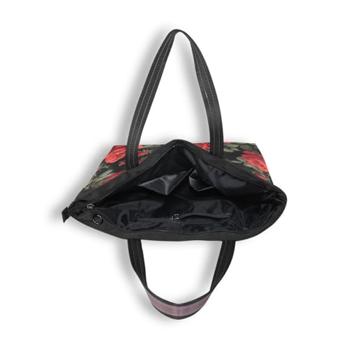Bolso Tote rojo Rose Leaf para mujer con cierre y diseño durable miniatura 7