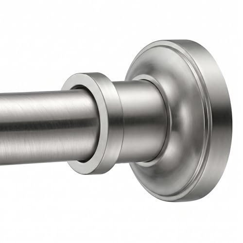 Brushed Nickel Tension Curtain Rod 24 to 73 Inch(2-6ft) - Stainless Steel Spring Tension Shower Curtain Rod, No Drilling Tension Rod for Curtains Windows Closet Kitchen