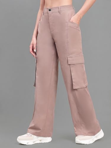 Image of GO COLORS Mostlysane Collection Polyester Cargo Pant for Women | Lightweight, Mid Rise, 4 Pockets