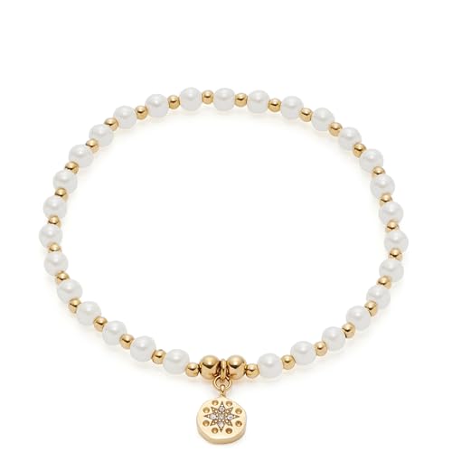 JEWELS BY LEONARDO Armband Ciao Pelena • Arm-Kette aus goldfarbenem Edelstahl • aufgereihte Imitationsperlen und Edelstahl-Kügelchen im Wechsel • 19,5 cm Länge • Geschenk Schmuck Damen • 021178