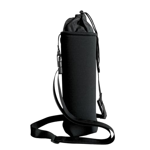 Image of 1 Litter Neoprene Water Bottle Carrier Bag with Adjustable Shoulder Strap,Insulated Water Bottle Cover for Stainless Steel /Glass /Plastic Bottles (Black)
