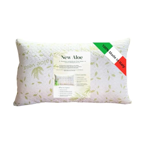 GM Cuscino SINGOLO Letto Guanciale per Dormire Imbottitura Standard Antiacaro Anallergico Traspirante per letto Matrimoniale Singolo con Federa Aloe Lavabile Made in Italy