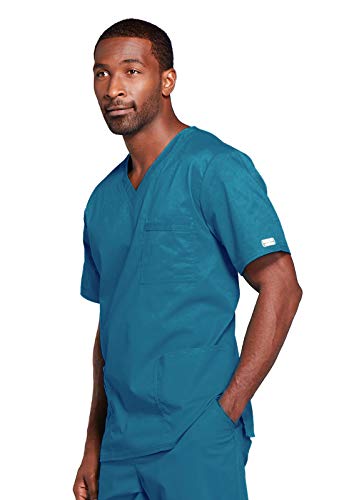 Image of Cherokee Scrubs for Men & Women V-Neck Scrub Top with 4 Pockets, Cotton Blend Soft Stretchy Easy Care Nursing Uniform - 4725