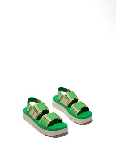 Fly London Damen SORU277FLY Sandal, Natural/Bright Green/Bright Green, 42 EU