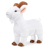 capybaraflying Peluche de Cabra Blanca, simulación de Cabra Blanca 29cm/11.4in Colección de Juguetes de Animales de la Pradera de Peluche Suave Divertido Juguete Educativo para niños