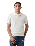 GAP Men's Short Sleeve Sweater Polo, Ivory Frost Version 2, Large
