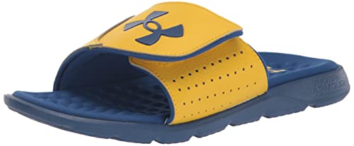 Under Armour Boys' Ignite 7 Slide, (700) Zeppelin Yellow / Blue Mirage / Blue Mirage, 7, US
