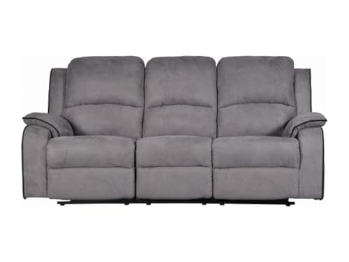 Vente-unique-Couchgarnitur Relax 3+2+1 - Microfaser - Grau - Hernani – Bild 4