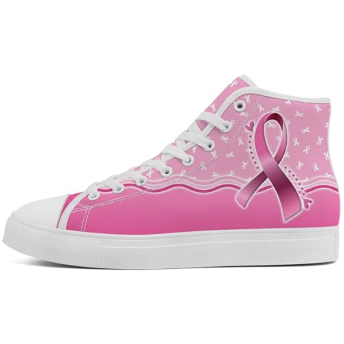 Breast Cancer Awareness High Top Canvas Shoes High Top Sneakers Lace Up Casual Shoes for Women3