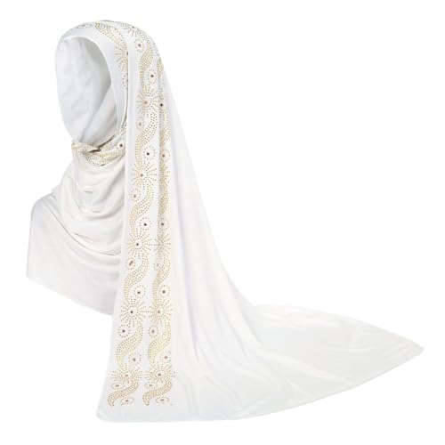 ITODA Women Glitter Rhinestone Muslim Head Scarf Wrap Easy Wear Hijab Turban Lightweight Breathable Head Wrap Scarf Shawl