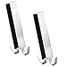 TONGNENGLIU 2 Pack Heavy Duty Stainless Over The Door Hooks No-Hole Needed Clips for Hanging- Reversible Sturdy Hooks Hooks for Outdoor Decorations (F-Silver)
