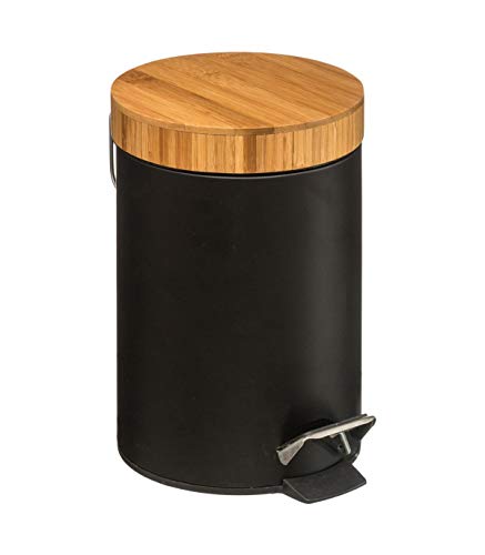 Five - Poubelle à pédale 3L en métal et Bambou Noir natureo