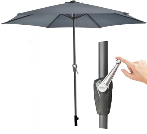 GardenCo 2m Outdoor Aluminium Parasol - Garden Outdoor Crank Up Parasol Umbrella - UV Rated 50-38mm Pole (2m, Grey)