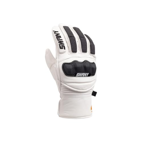 Swany Women's Hayate-S Warm Insulated Waterproof Breathable Reinforced Cold Weather Winter Snow Skiing Gloves, White, Small