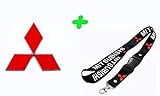 Mitsubishi Hood Red Overlay Decal Sticker Vinyl AND Lanyard Keychain ID Badge Neck Hanger