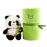 9.8' Panda Stuffed Animals, 2 in-1 Panda and Bamboo Plush Toys Set, Gluttonous Panda Plushies Living in Bamboo, Birthday Christmas Surprise Gifts for Kids Girls Boys-Panda+Bamboo