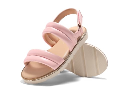 Image of Coutgo Girls Sandals Comfort Open Toe Flat Sandal Summer Dress Shoes with Adjustable Back Strap