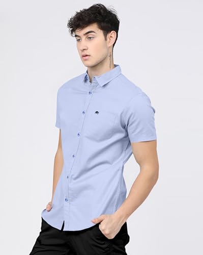 Image of BRUCEWANE Men's 100% Cotton Half Sleeve Shirt