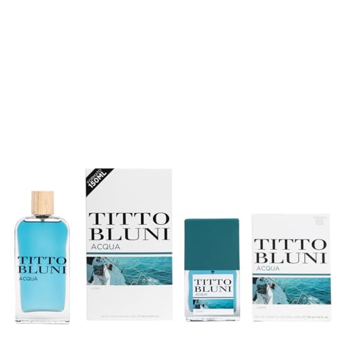 TITTO BLUNI - Aqua Uomo, Promocion 150 ml + 30 ml, Perfume para Hombre de Larga Duración, Colonia en Formato Spray, Eau de Toilette Masculino, Elegante y Fresca.