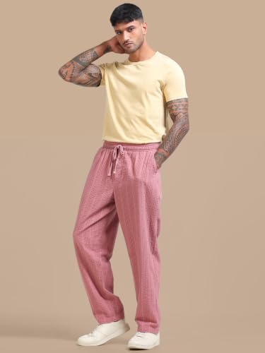 Image of StitchX Men's Airport Look Textured Seersucker Cotton Jogger Trousers S-4XL