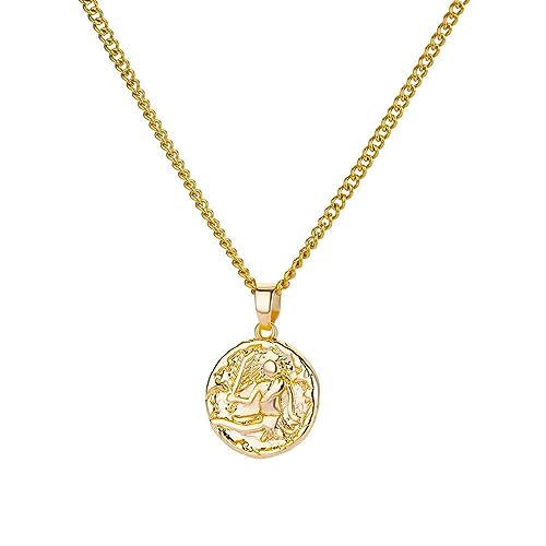 OAKKY Collares zodiacales para Mujer Acero Inoxidable Round Coin
