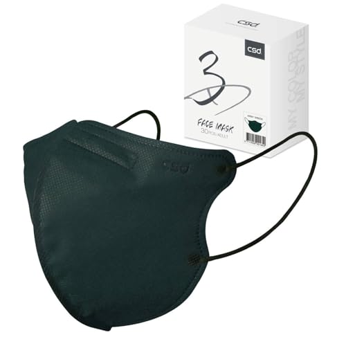 Reviews de Color Verde Militar los mejores 5. 44 CSD 30 mascarillas desechables 3D de color verde militar, de 3 capas, para adultos y adolescentes, con elástico para las orejas y clip para el puente nasal, transpirables y...