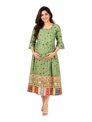Image of RITIJYA Zipless Feeding Kurta Dress for Women | Maternity Nursing Kurti, No-Zip Easy Access | Extra Pleats Pre to Post Pregnancy | Quick-Dry Fabric | S-4XL