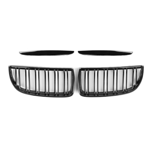 Calandre BMW E90 plastique usé remplacé par double lamelle noir
