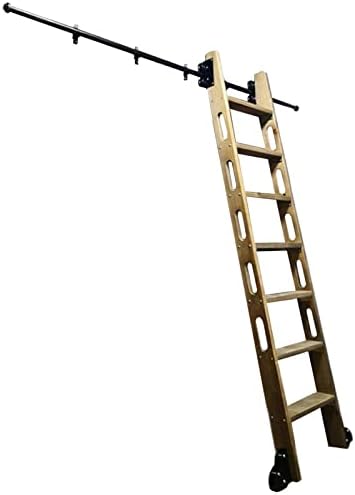 Rustic Black Rolling Library Ladder Hardware Kit - Mobile Sliding Track System with Floor Roller Wheels (3.3ft/100cm) - Perfect for DIY Home Decor and Storage Solutions