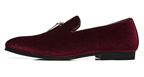 Loafers Shoes Men Fashion Slip on Metal Fringed Round Toe Velvet Smoking Slipper Moccasins Driving Shoes Black Blue Red2