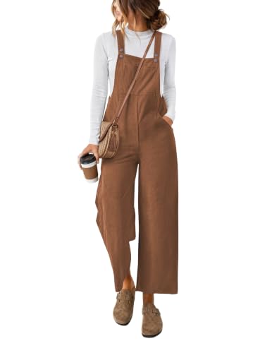 Ekouaer Corduroy Overalls for Women Casual Loose Jumpsuits with Pocket