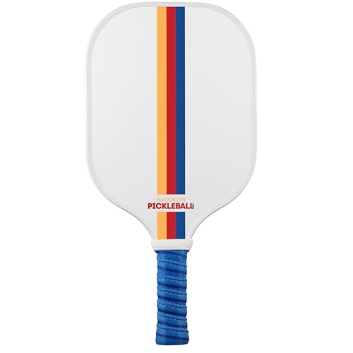 Brooklyn Pickleball Co. | Carbon Fiber Paddle | USAPA Approved | Honeycomb Core | Cushioned Grip | Single Pickle-Ball Racket | 2025 White Retro Stripe Pickle Ball Paddles