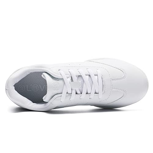 Image of Cheer Shoes Girls White Dance Shoes Youth Cheerleading Sports Training Athletic Comfortable Shoes Flats Girl