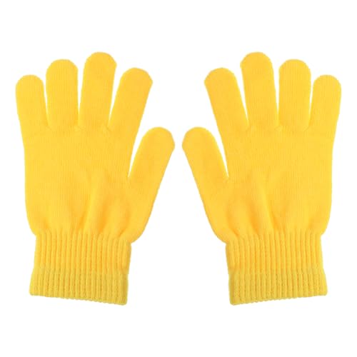 Apojgitn Yellow Gloves for Winter, Cute Warm Hand Gloves for Women Men, Knit Full Finger Mittens for Adults, Windproof Cold Weather Glove for Running, Cycling & Driving - 1 Pair