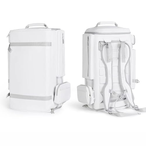 KK-GAL 55L Large Padded Ski Backpack, Travel Backpack for Skiing Gear, Professional Ski Boot Bag, Water-Resistant Backpack for Skiing, Ski Gear Bag Backpacks for Boots & Snowboard,White