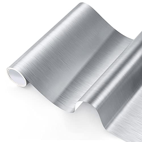 Rouleau Vinyle Adhésives Permanent Opale Holographique - Argentées Brossé 30,5 x 250 cm, Métal Brossé Vinyl, Chrome Silber pour Silhouette Cameo, la Décoration de Fête, Idéal pour Vos Projets Cover