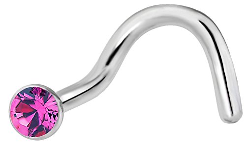 Forbidden Body Jewelry 18g Surgical Steel Crystal Gem Nose Screw