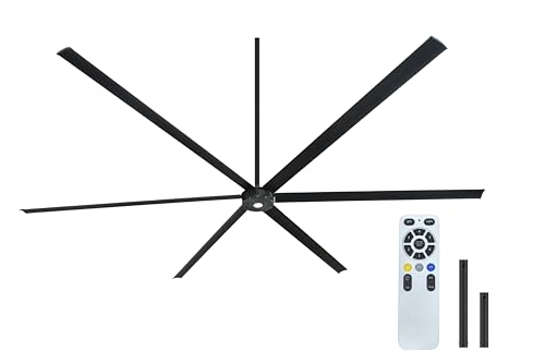 Image of 144-Inch HVLS Industrial Ceiling Fan Large Commercial Ceiling Fan +32,000 CFM with Remote, PMSM Motor, 6 Speeds, Reversible, for Warehouse, Gym, Barn, Shop, Garage | Orion 144 inch (Black)