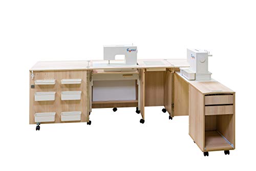 Comfort 4 | Mueble para máquina de coser | (Premium White, L (Air-lift 10 to 15 kg))