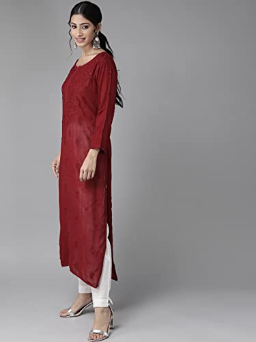 Image of Ada Hand Embroidered Lucknowi Chikankari Viscose Kurta for Women A411185