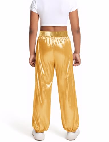 Metallic Cargo Pants for Girls Hip Hop Glitter Pants Dancing Shiny Pants Streetwear3