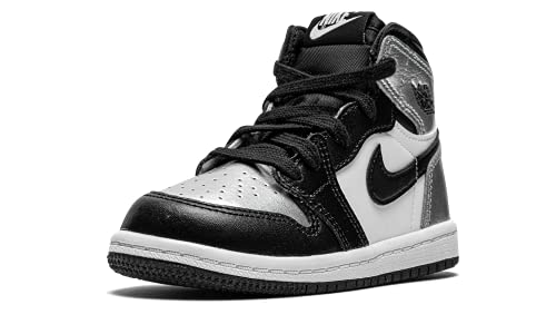 Nike Toddler Jordan 1 High OG Td Silver Toe, Black/Black/Metallic Silver, 5C4