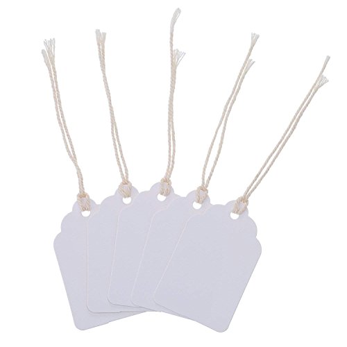 Marking Tags with String,100 Pieces White Price Tags with String Attached,Tags Display Label with Hanging String for Product Jewelry Clothing Sale Price Tags (Extra Free 33Ft String) - Thumbnail 3